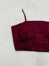 Dark Maroon Lkahnvai work Blouse
