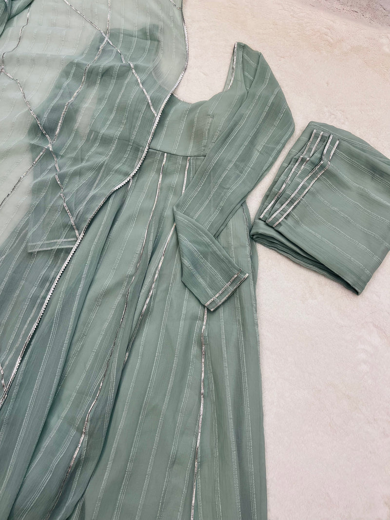 Powder Blue gotta work anarkali gown