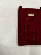 Maroon Cosmos Chikankari Kurti