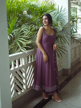 Wine Harmony Anarkali Set With Duppatta